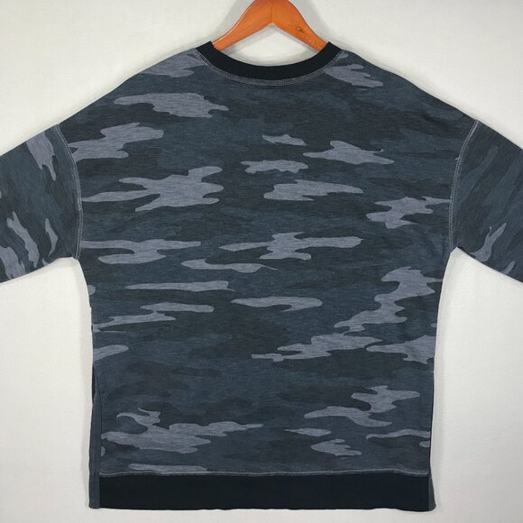 Old Navy Sweatshirt Women's Medium Gray Black Camo Pullover Crew Long Sleeve Gym - Picture 9 of 14